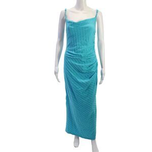 Jonathan Simkhai Women Maxi Slip Dress Blue Striped Size L